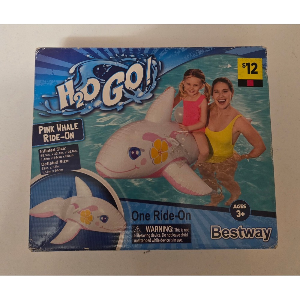 Bestway H2OGO Pink Whale Ride-On Inflatable Pool Float Kids 58" 2018 Boxed
